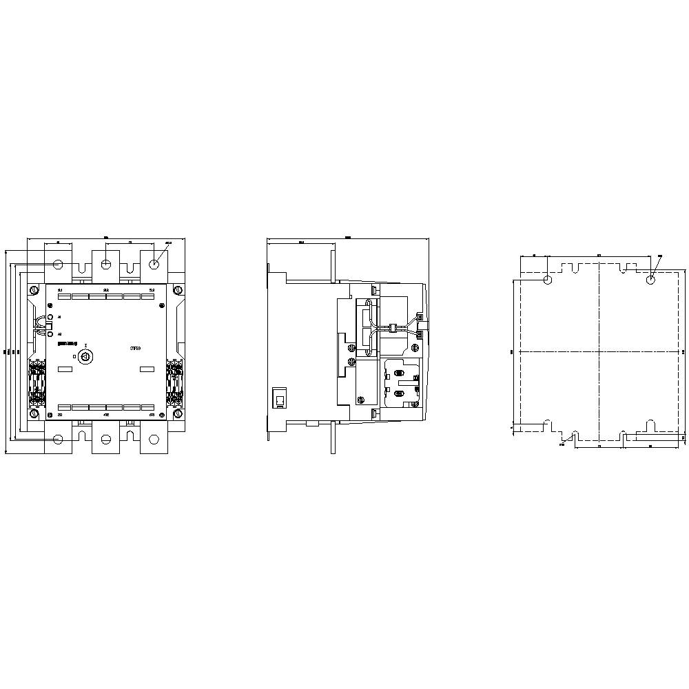 Grundriss eines Gebäudes mit drei Ansichten. Links: Detaillierte Raumaufteilung. Mitte: Technisches Layout. Rechts: Strukturplan.