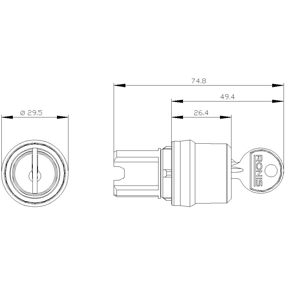Siemens 3SU10004BL210AA0 3SU1000-4BL21-0AA0 Schlüsselschalter 2 x 45° IP66, IP67, IP69/IP69K 1St.