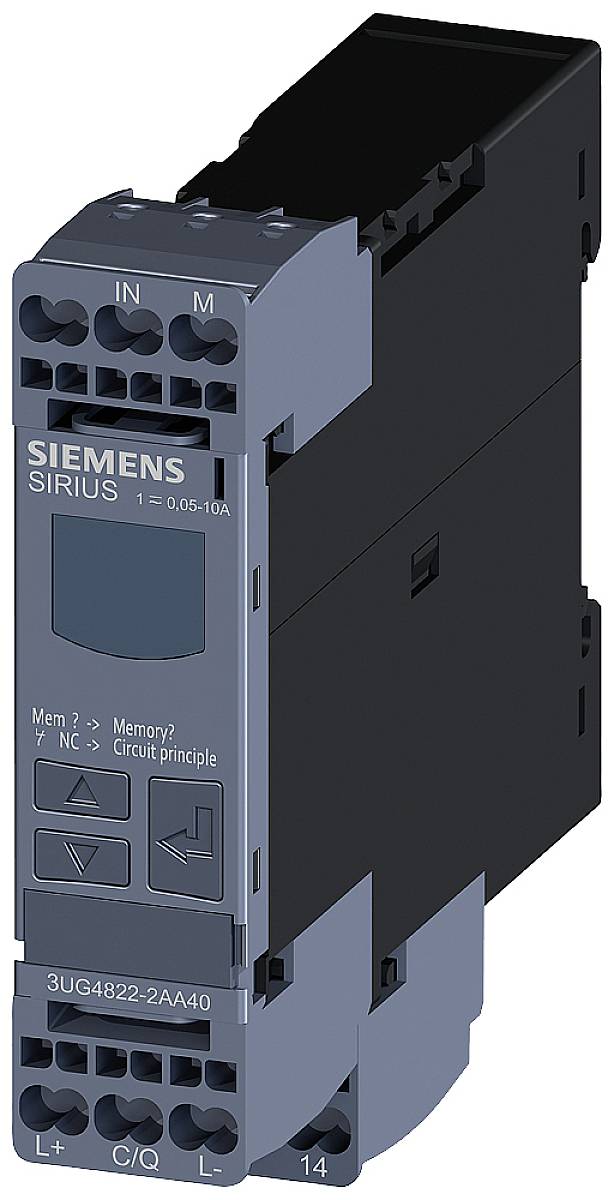 Ein elektronisches Relais-Modul der Marke Siemens, Modell SIRIUS 3UG4822-2AA40, zur Überwachung und Steuerung elektrischer Schaltungen.
