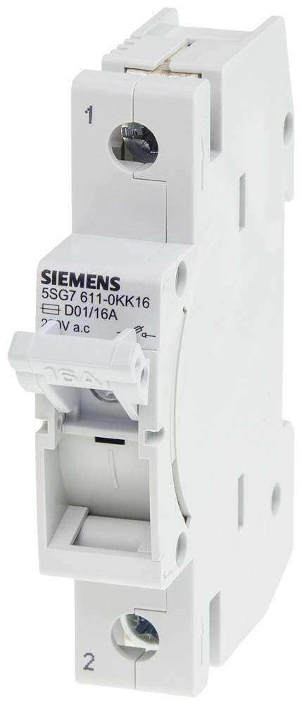 Einpoliger Leitungsschutzschalter von Siemens, Modellnummer 5SG7 611-0KK16, Nennstrom 16A, verwendet für elektrische Installationen.