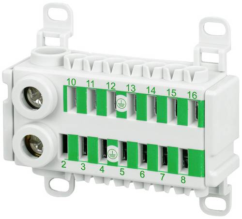 Siemens 8GS40342 ALPHA 400-ZS PE-Klemme 14-pol., 2x 14mm2 Schraubklemme, 14x 4mm2 Steckklemme Klemm