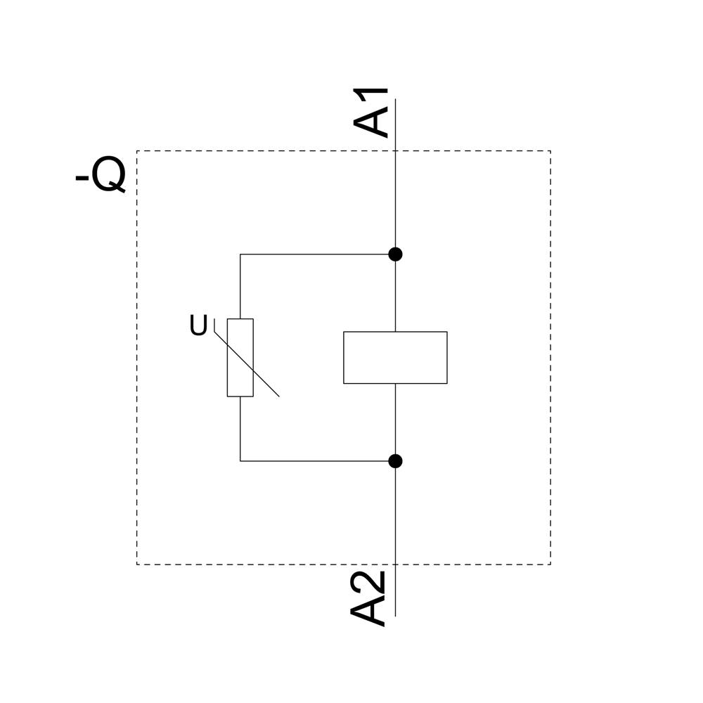 Schaltsymbol eines Thyristors mit den Anschlüssen 'A1', 'A2', und 'G' sowie der Eingangsgröße 'U'.