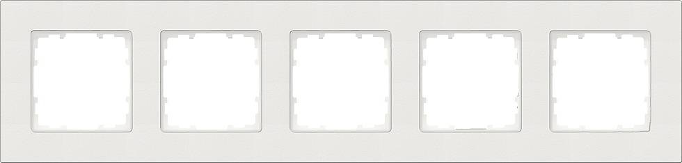 Fünffach-Schalterrahmen aus Kunststoff, beige, für Wandmontage geeignet.