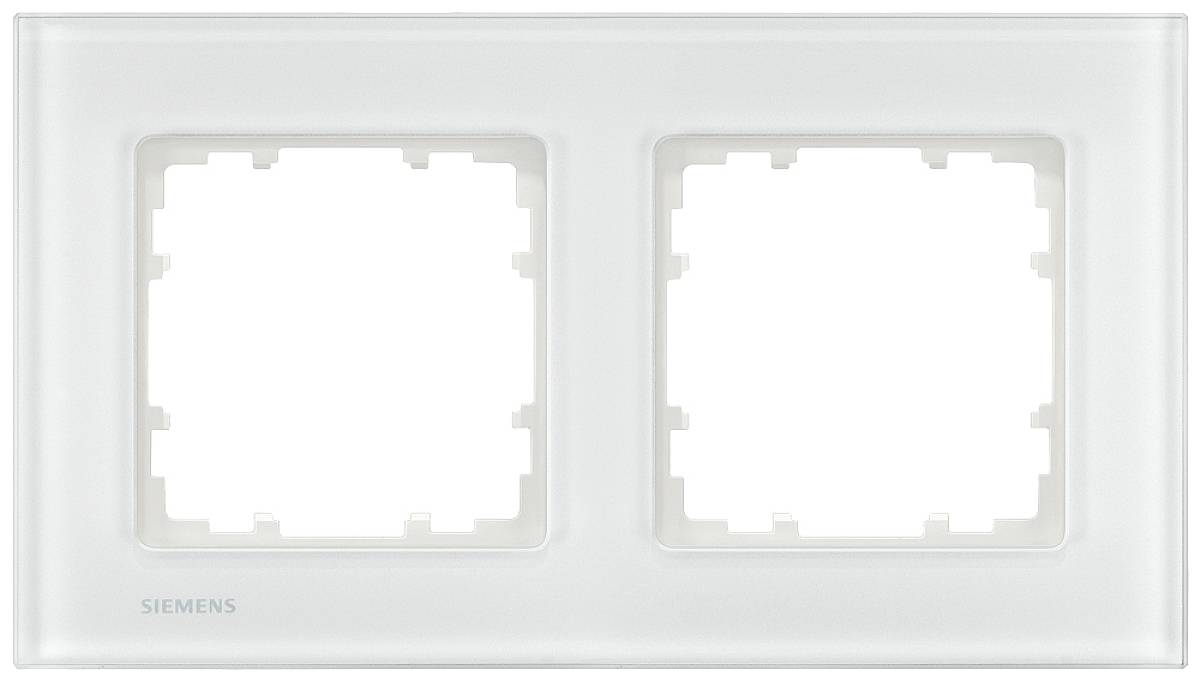 Weiße Doppelsteckdosenplatte für zwei Schalter oder Steckdosen, quadratisches Design.