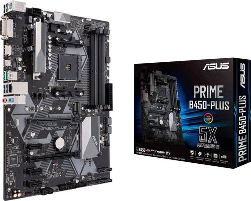 Asus Prime B450-Plus Mainboard Sockel AMD AM4 Formfaktor ATX Mainboard-Chipsatz AMD® B450