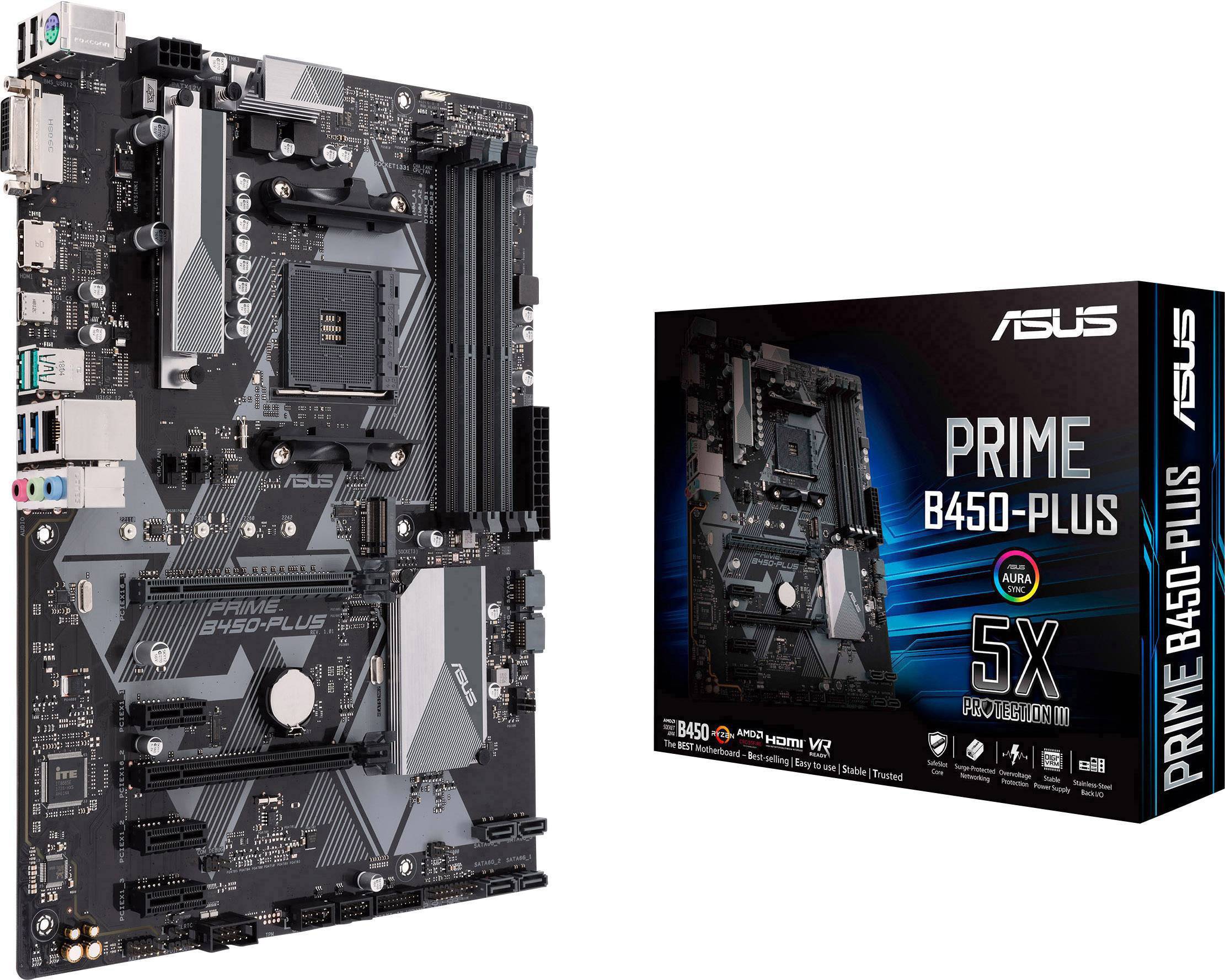 Asus Prime B450-Plus Mainboard Sockel (PC) AMD® AM4 Formfaktor (Details) ATX Mainboard-Chipsatz AMD