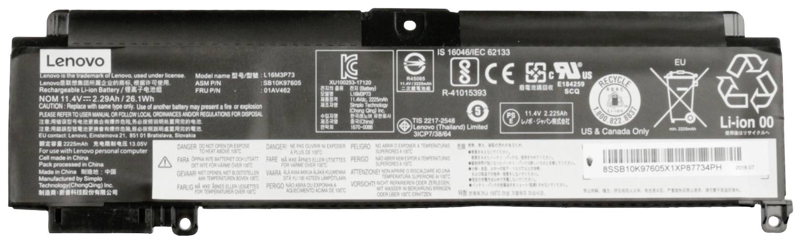 Lenovo Notebook-Akku 01AV406 11.4 V 2200 mAh Lenovo