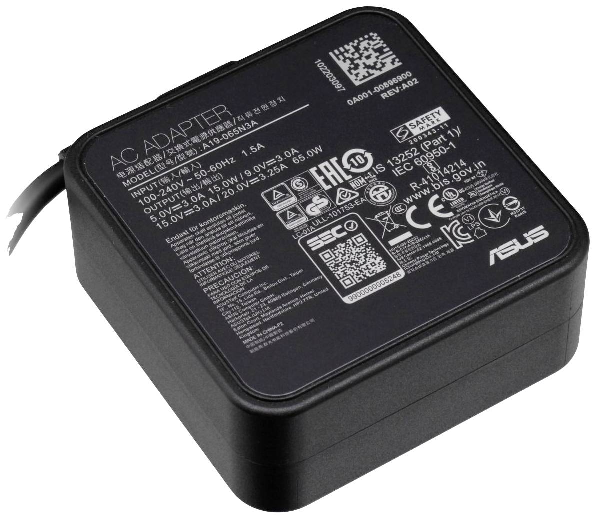 Asus USB-C NT65CA USB Ladegerät 65W 1x USB-C® USB PD Schwarz Innenbereich USB Power Delivery (USB-PD)