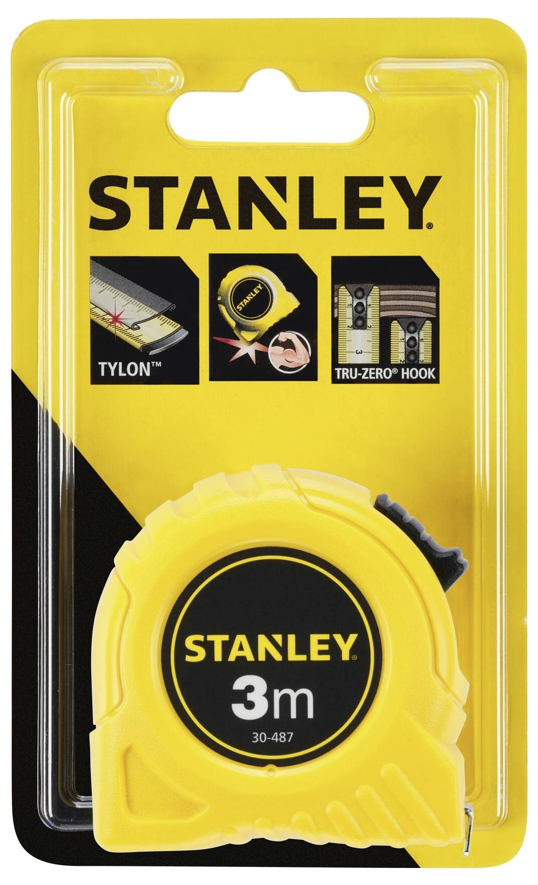Taschenrollbandmaß L.3m B.12,7mm mm/cm EG II Ku.Festst.SB STANLEY