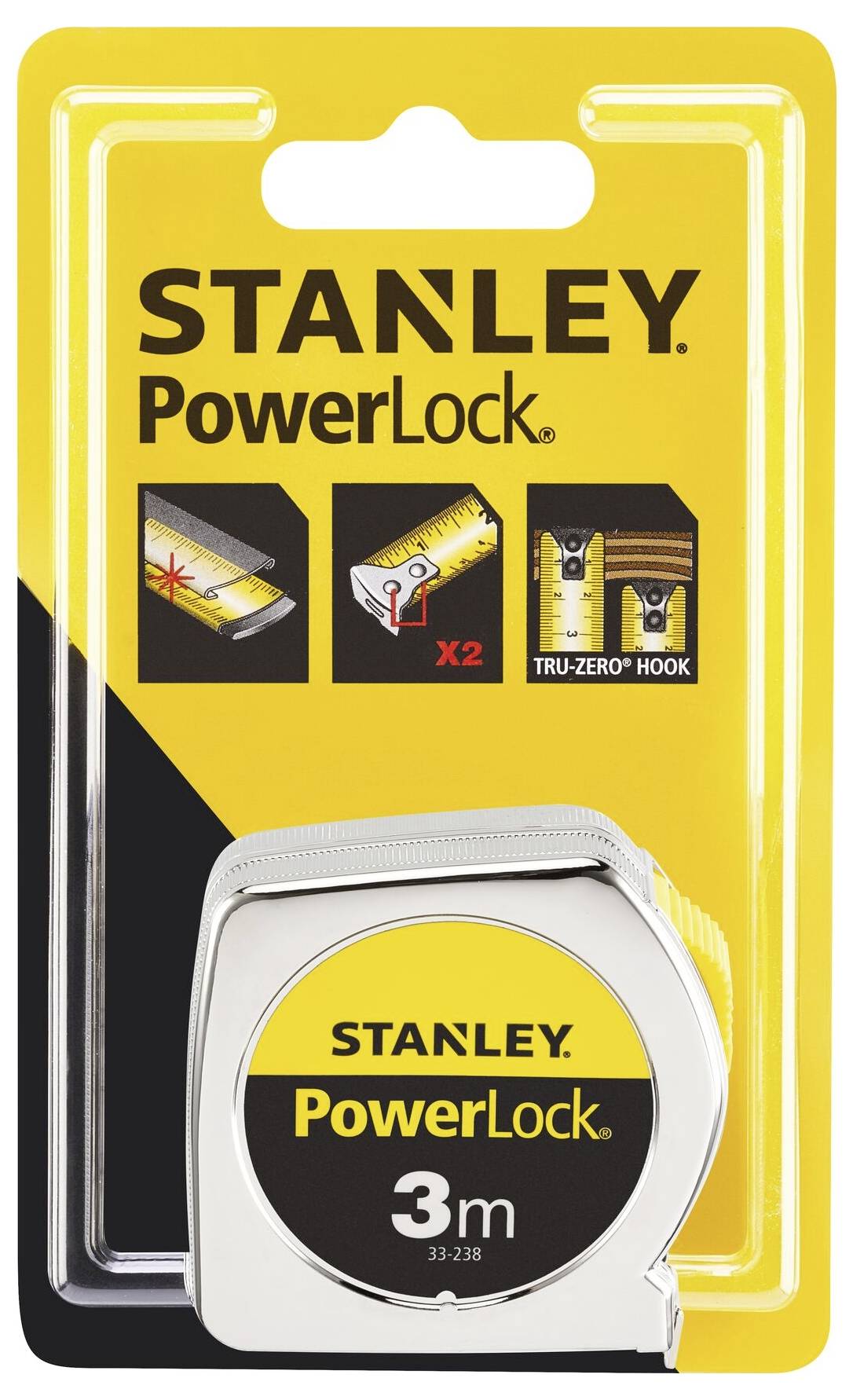 Taschenrollbandmaß PowerLock® L.3m B.12,7mm mm/cm EG II Ku.Clip SB