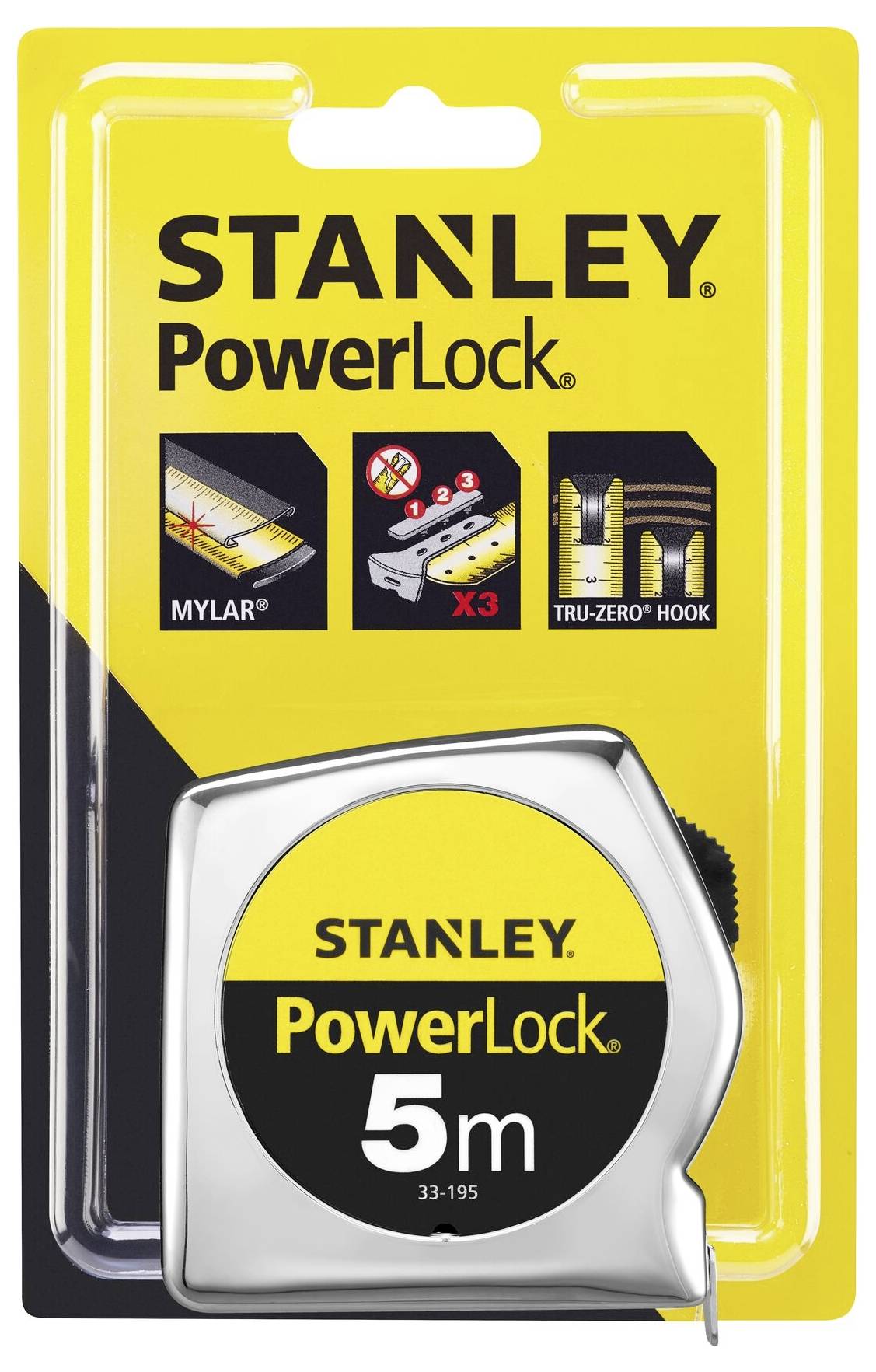 Taschenrollbandmaß PowerLock® L.5m B.25mm mm/cm EG II Ku.Automatic lose