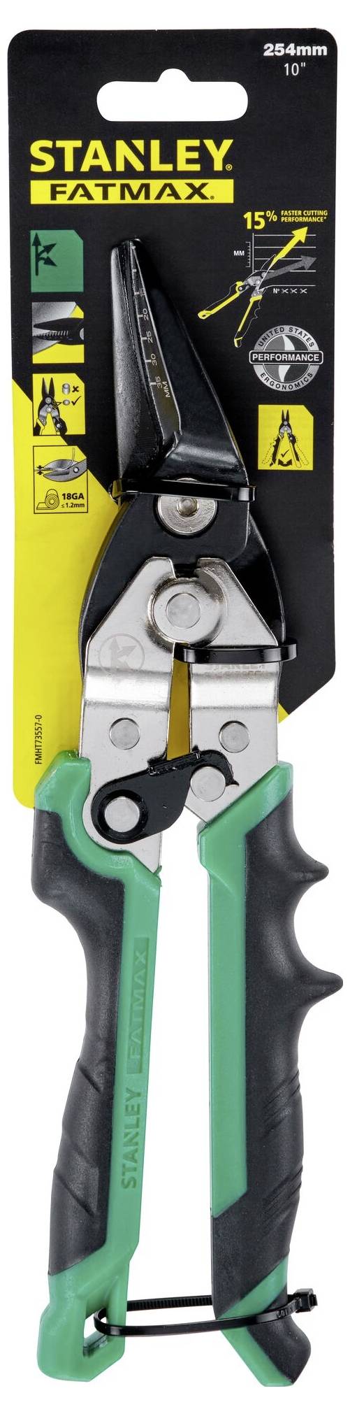 Blechschere FATMAX® ERGO FMHT73557-0 Farbe grün/schwarz Ausführung rechtsschneidend Gesamtlänge 250 mm Schneidenlänge 35