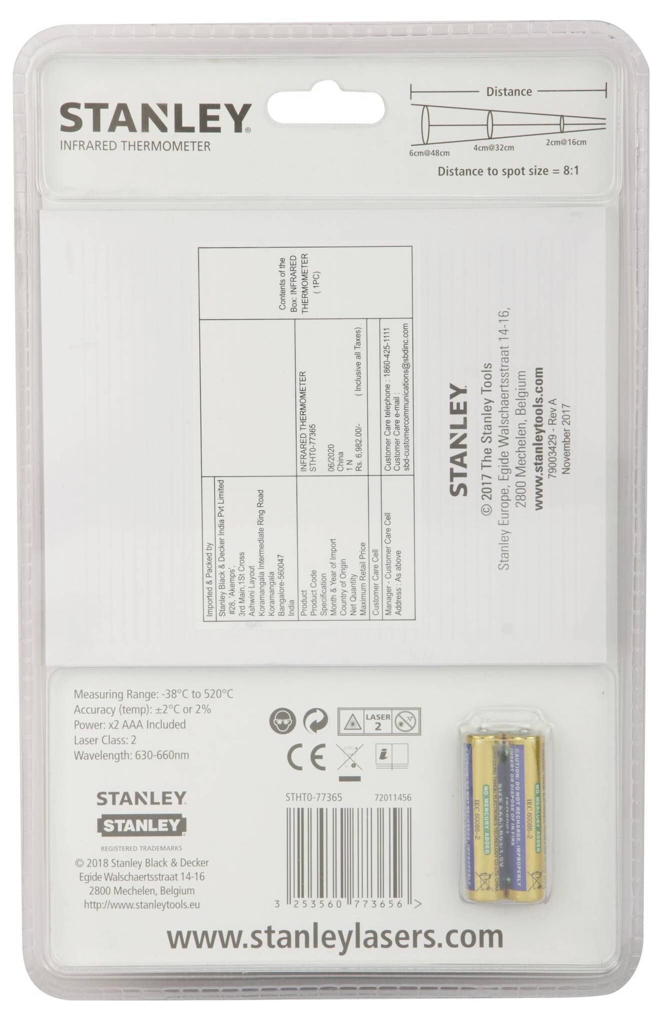 STANLEY Infrarot-Thermometer Optik 8:1 -38 - 520 °C
