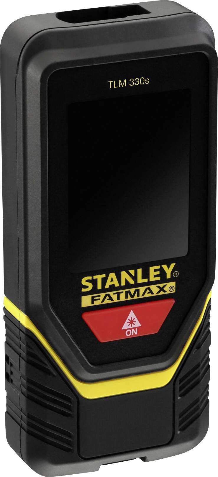 Laser-Entfernungsmesser Stanley Fatmax TLM 330s mit schwarzem Gehäuse und Display.