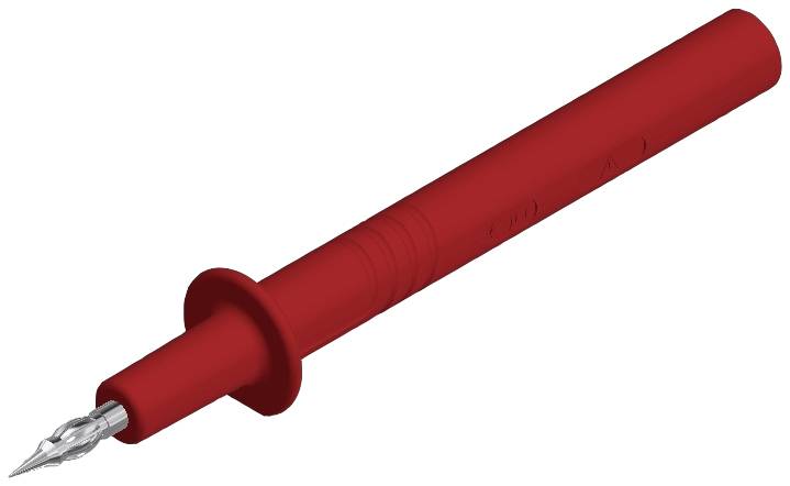 Ein roter Füllfederhalter mit einer silbernen Spitze.