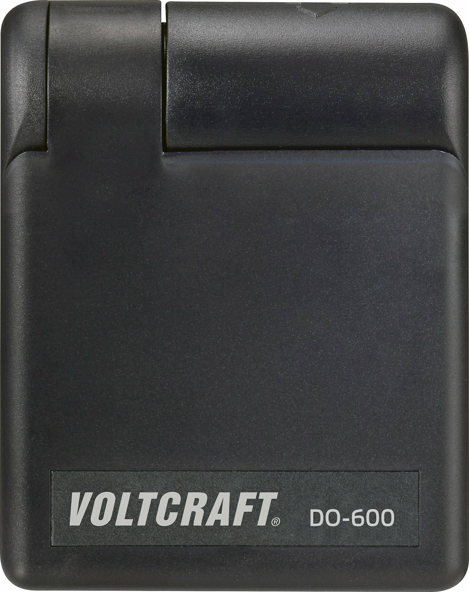 Ein schwarzes Ladegerät mit der Aufschrift 'Voltcraft DO-600'.