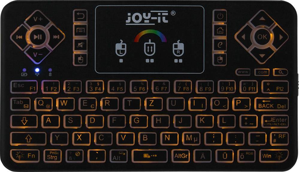 Joy-it TASTAMINI01 Funk Tastatur Deutsch, QWERTZ Schwarz Integriertes Touchpad
