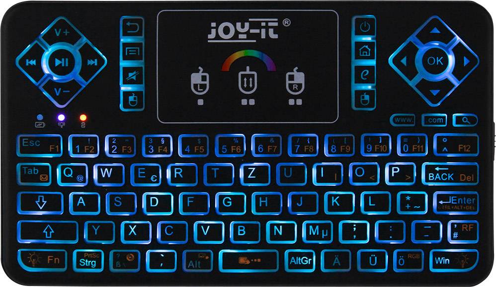 Joy-it TASTAMINI01 Funk Tastatur Deutsch, QWERTZ Schwarz Integriertes Touchpad
