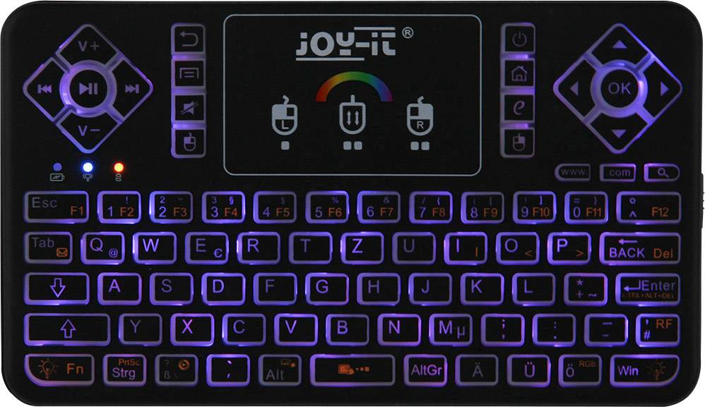 Joy-it TASTAMINI01 Funk Tastatur Deutsch, QWERTZ Schwarz Integriertes Touchpad