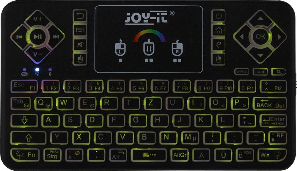 Joy-it TASTAMINI01 Funk Tastatur Deutsch, QWERTZ Schwarz Integriertes Touchpad