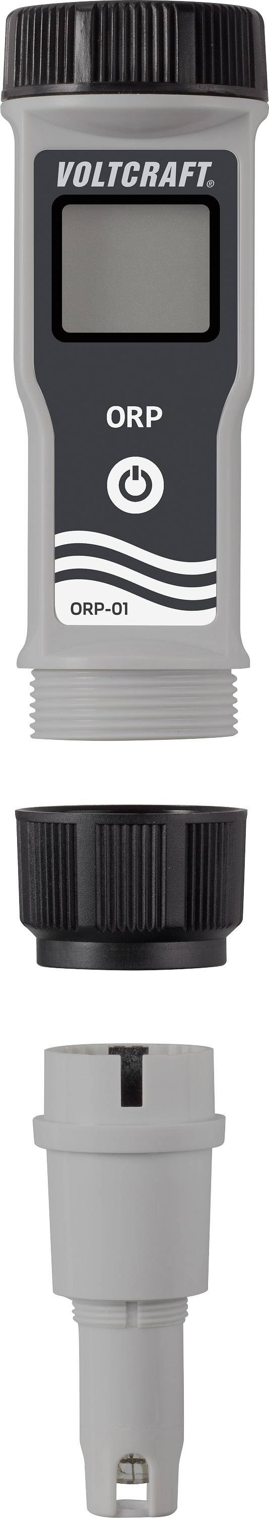 Handmessgerät zur Messung des Redoxpotentials (ORP) mit grauem Gehäuse und schwarzem Display. Abnehmbarer Schutzdeckel unten.