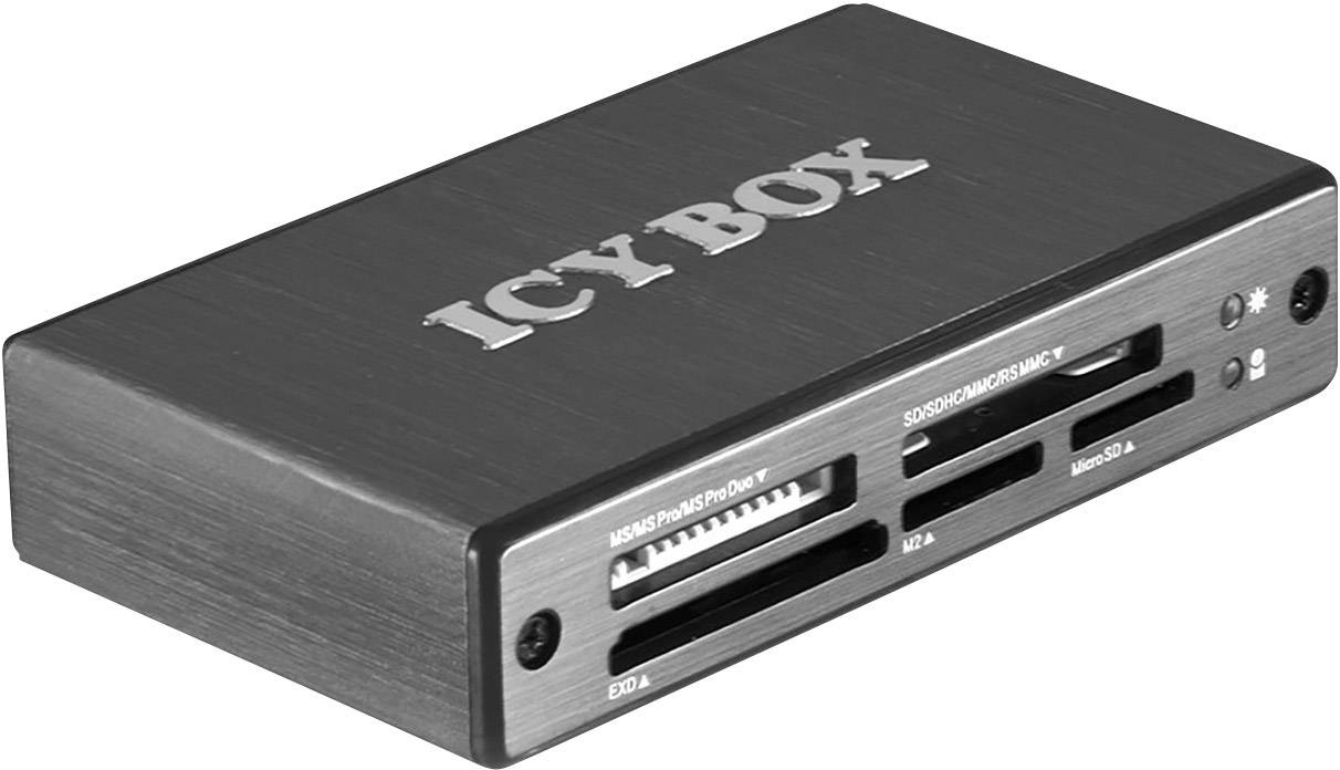 ICY BOX Externer Speicherkartenleser / Hub USB 3.2 Gen 1 (USB 3.0) Grau