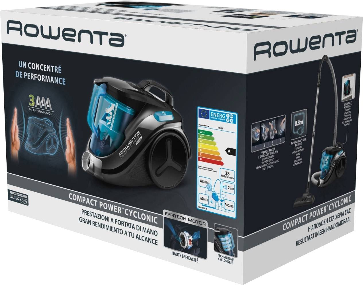 Rowenta Compact Power Cyclonic RO3731EA - Staubsauger - Kanister - beutellos - Blau/Schwarz