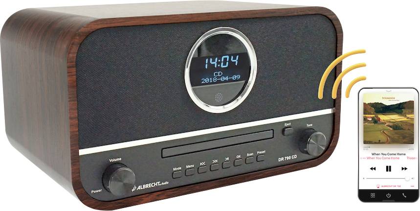 Albrecht DR 790 CD-Radio DAB+, UKW AUX, Bluetooth®, CD Braun