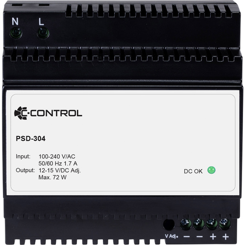 C-Control PSD-304 Hutschienen-Netzteil (DIN-Rail) Verbrauch (StandBy) 0.3 W 12 V/DC 6 A 72 W Anzahl