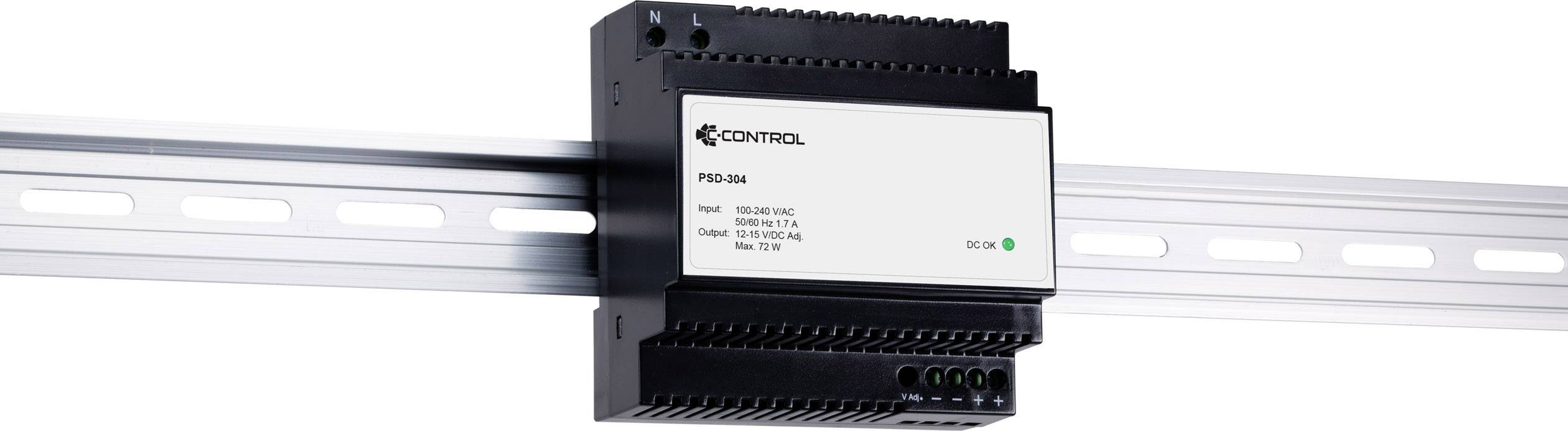 C-Control PSD-304 Hutschienen-Netzteil (DIN-Rail) Verbrauch (StandBy) 0.3W 12 V/DC 6A 72W Anzahl Ausgänge:1 x Inhalt
