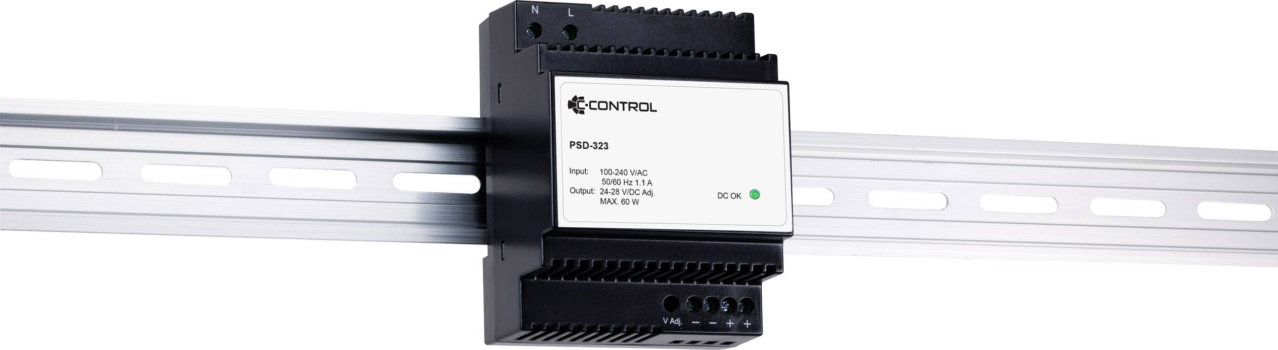 C-Control PSD-323 Hutschienen-Netzteil (DIN-Rail) Verbrauch (StandBy) 0.3 W 24 V/DC 2.5 A 60 W Anzahl Ausgänge:1 x Inhalt 1 St.