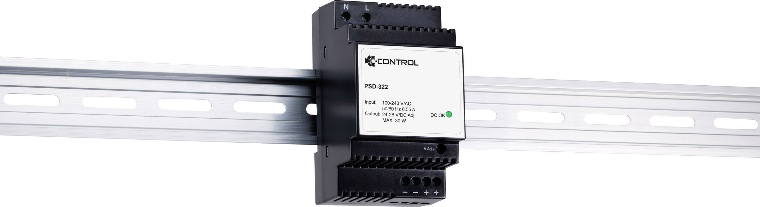 C-Control PSD-322 Hutschienen-Netzteil (DIN-Rail) Verbrauch (StandBy) 0.3 W 24 V/DC 1.25 A 30 W Anzahl Ausgänge:1 x Inhalt 1 St.