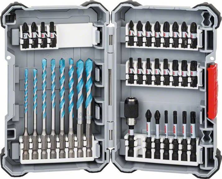 Bosch Accessories 2608577147 Bit-Set 35teilig Schlitz, Kreuzschlitz Pozidriv, Kreuzschlitz Phillips, Innen-Sechsrund (TX) Torsionszone