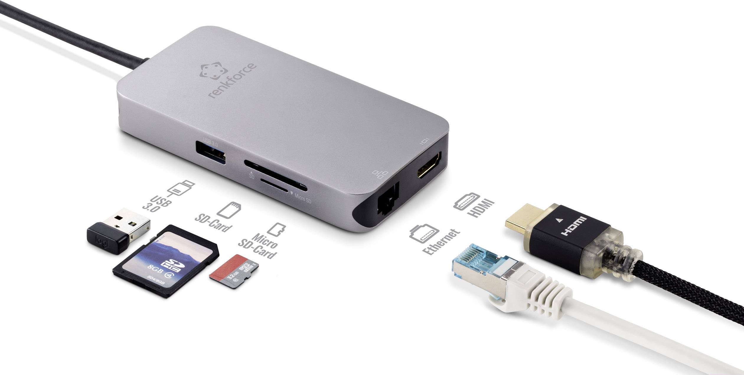 Renkforce 29039c277 USB-C® Notebook Dockingstation Passend für Marke (Notebook Dockingstations): Universal, Apple  inkl. Ladefunktion