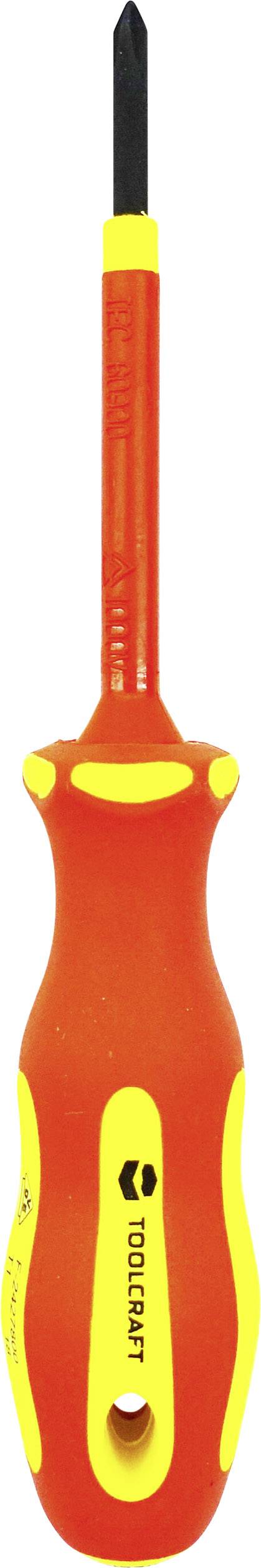 Ein roter Schraubendreher mit gelben Details und einem schwarzen Kreuzschlitzkopf.