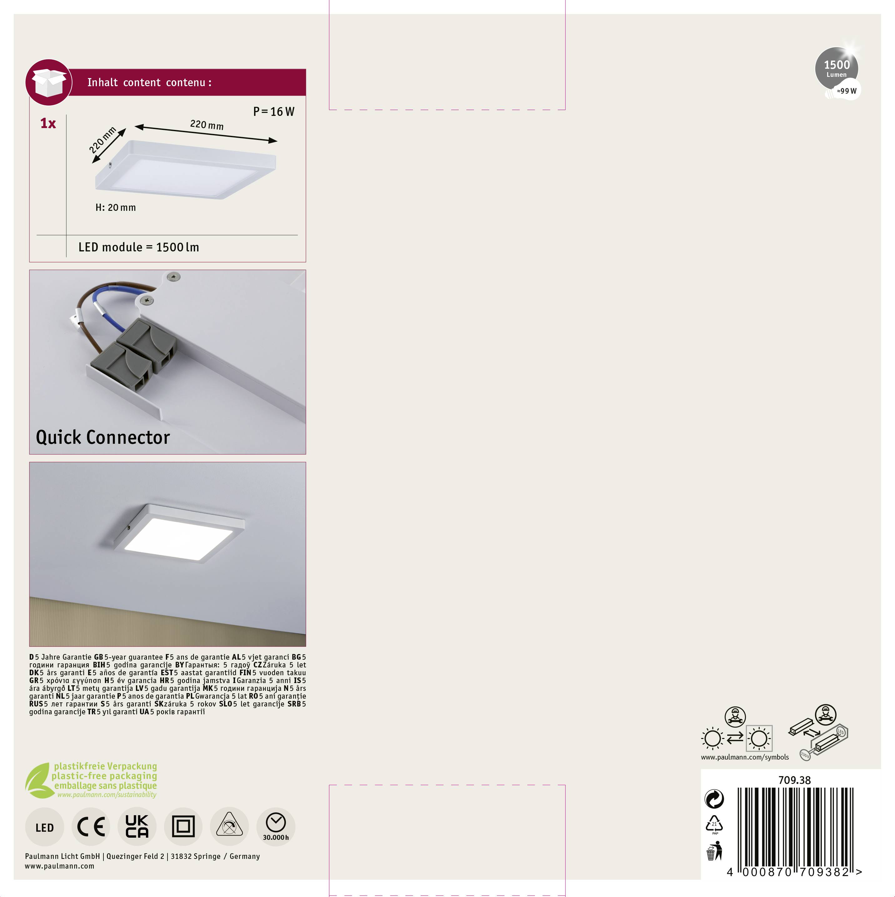 Paulmann Atria 70938 LED-Panel 16W Neutralweiß Weiß (matt)