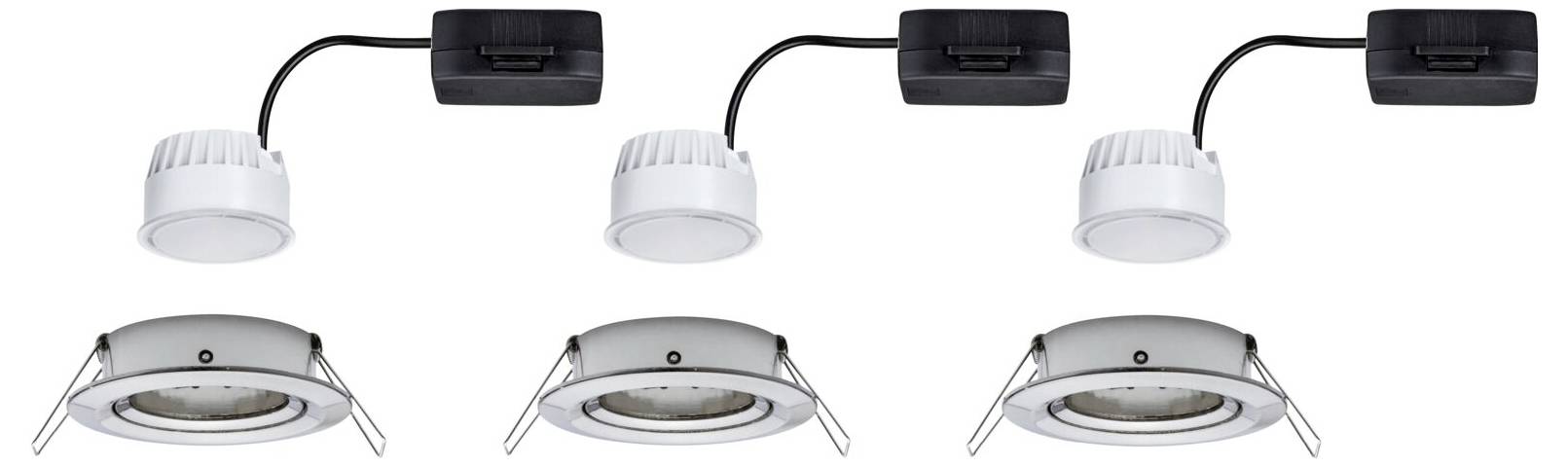 Paulmann 93447 Nova Einbauleuchte 3er Set LED LED 18W Eisen (gebürstet)
