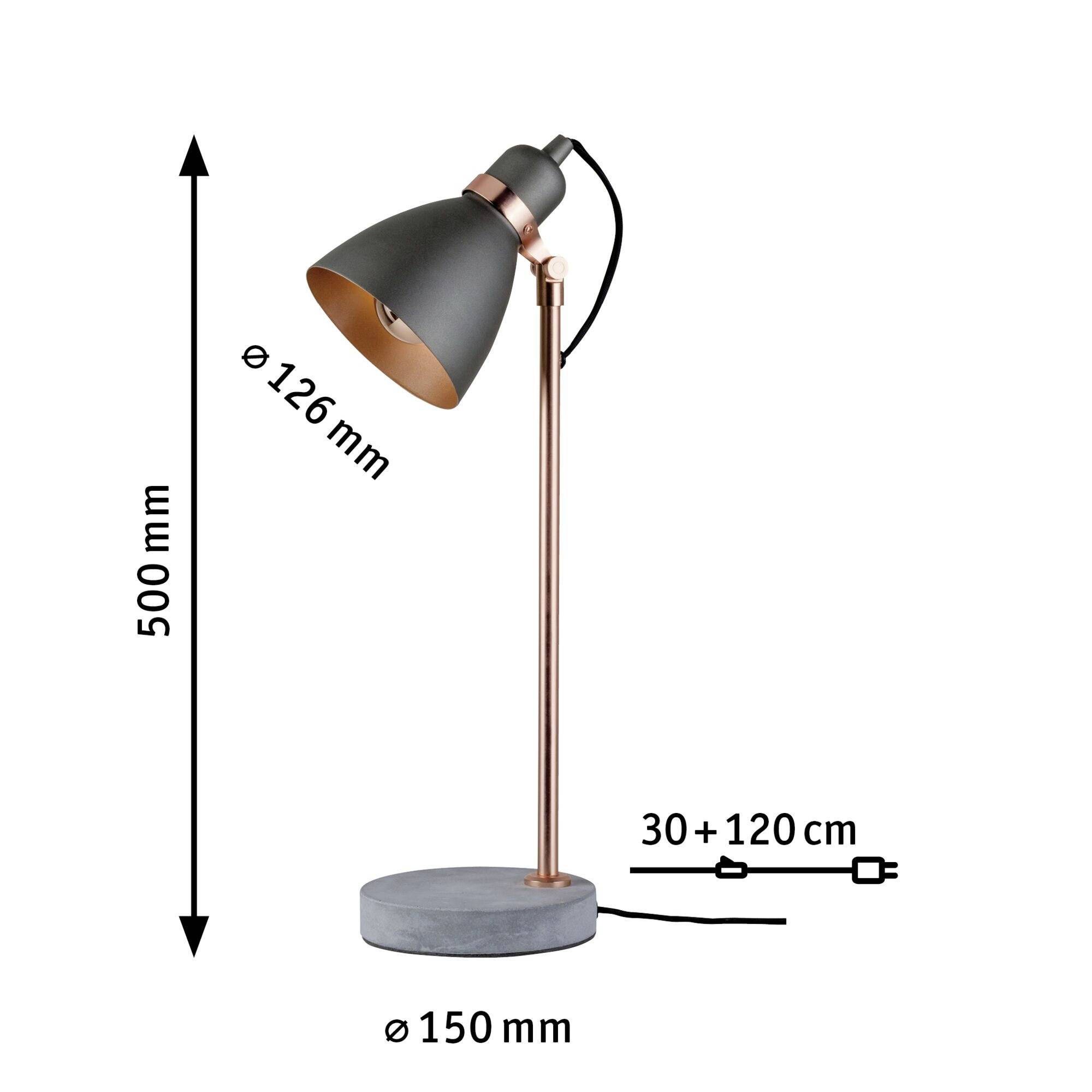 Paulmann Neordic Orm 79624 Schreibtischleuchte LED E27 20W Beton-Grau, Kupfer