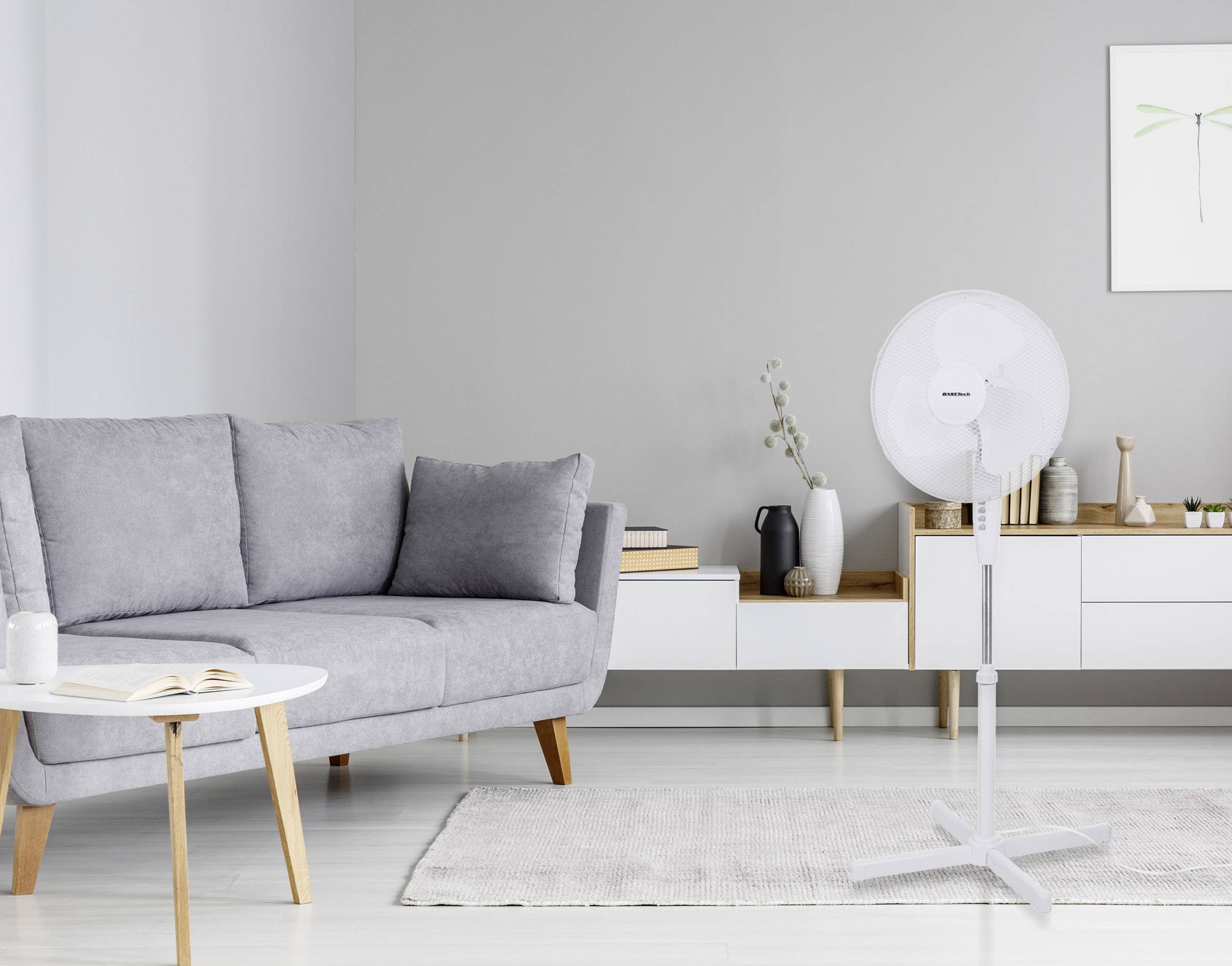 Basetech Standventilator 45 W (Ø x H) 400 mm x 1250 mm Weiß