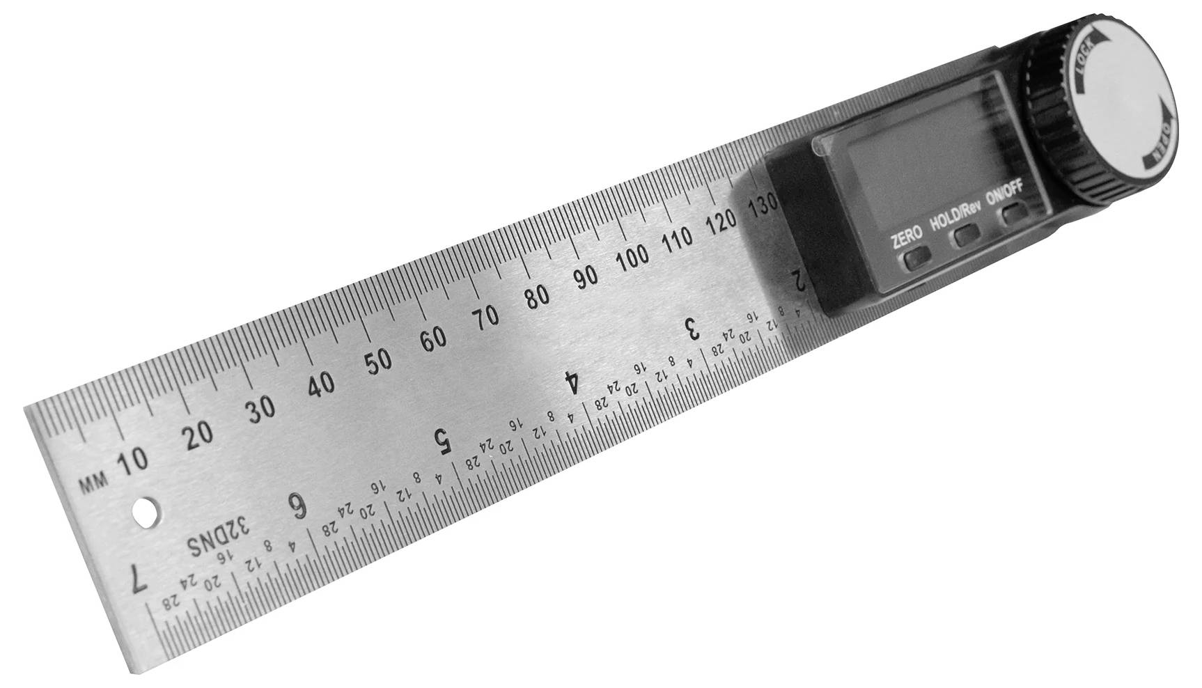 Digitaler Messschieber mit Skala von 0 bis 150 mm und digitalem Display zur präzisen Messung kleiner Längen und Winkel.