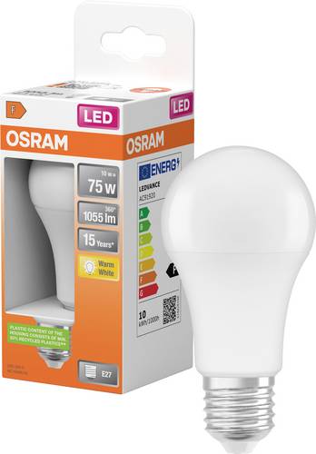 OSRAM HOMELIGHTING 4058075122529 LED EEK F (A - G) E27 Birnenform 10 W = 75 W Warmweiß (Ø x L) 60 m