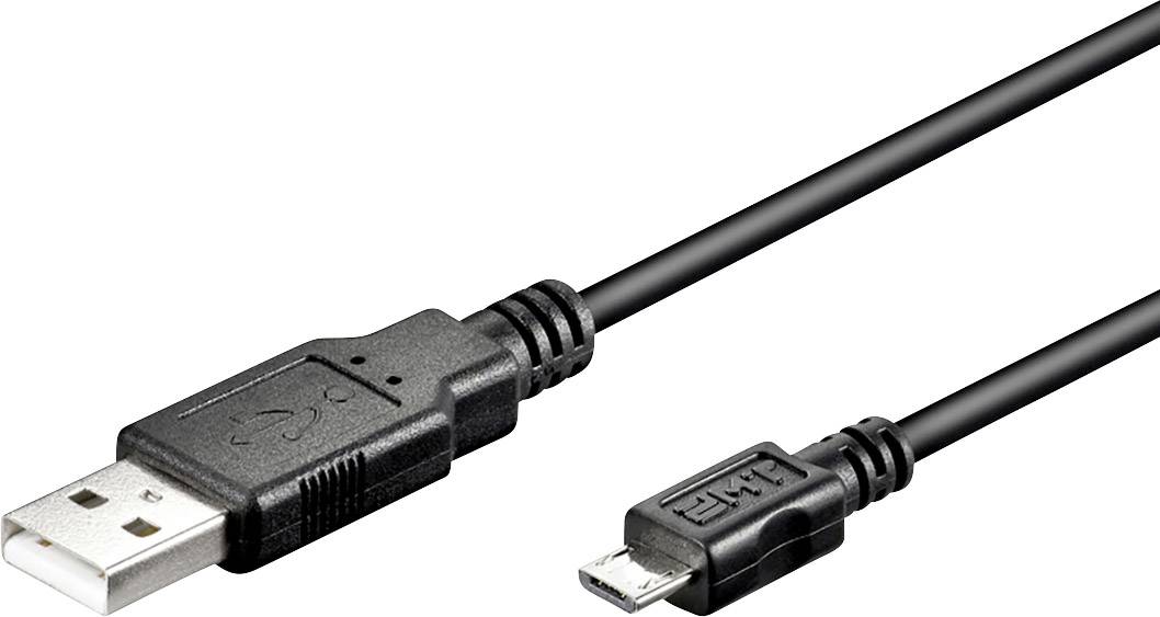 Goobay 93918 USB A auf Micro USB B Kabel 480 Mbits Ladekabel USB 2.0 zu Micro USB Stecker Adapterkabel / Schwarz / 1m