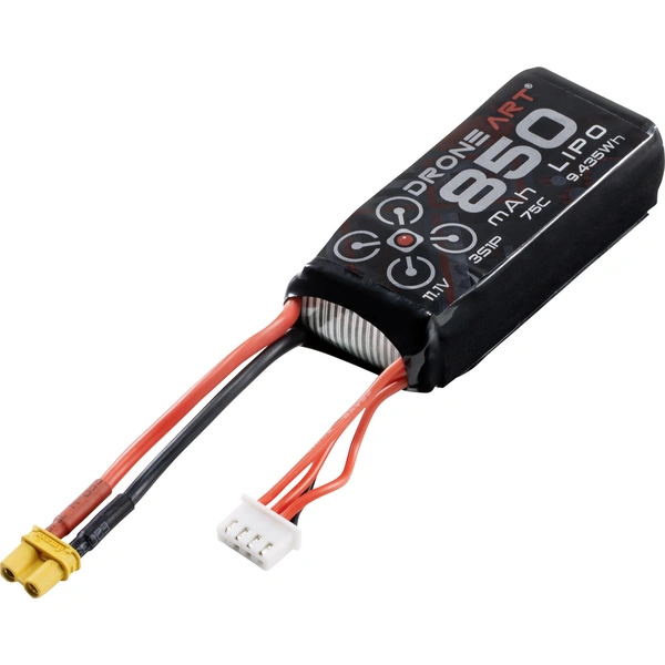 DroneArt Modellbau-Akkupack (LiPo) 11.1 V 850 mAh Zellen-Zahl: 3 75 C Softcase XT30 DroneArt Modellbau-Akkupack (LiPo) 11.1 V 850 mAh Zellen-Zahl: 3 75 C Softcase XT30