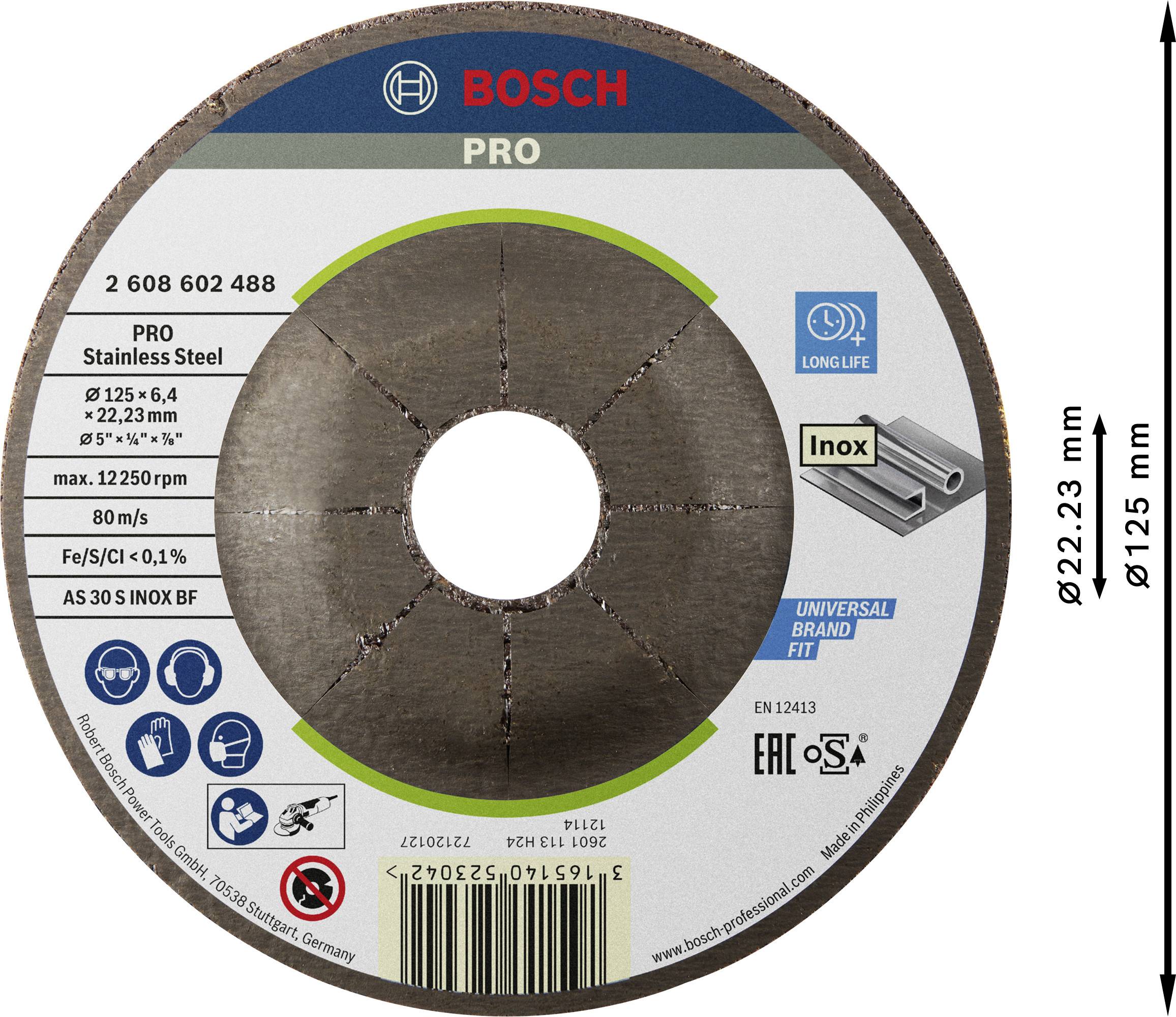 Bosch Accessories 2608602488 Schruppscheibe gekröpft Durchmesser 125 mm Bohrungs-Ø 22.23 mm Metall, Edelstahl 1 St.