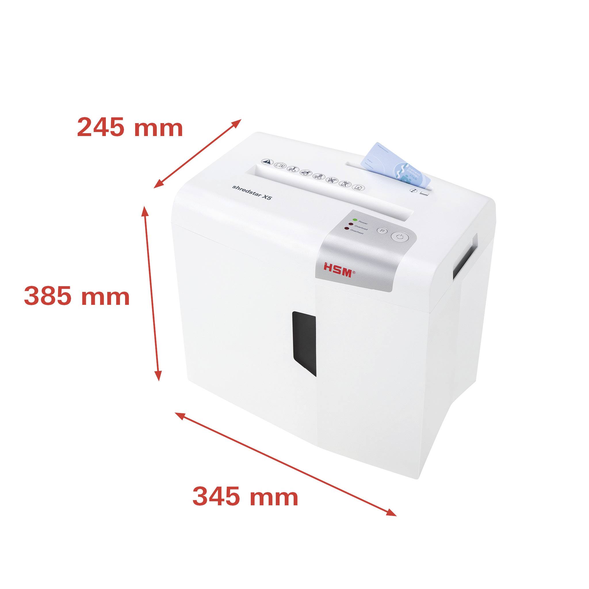 HSM shredstar X5 Aktenvernichter 5 Blatt Partikelschnitt 4.5 x 30mm P-4 18l Vernichtet auch CDs, DVDs, Kreditkarte