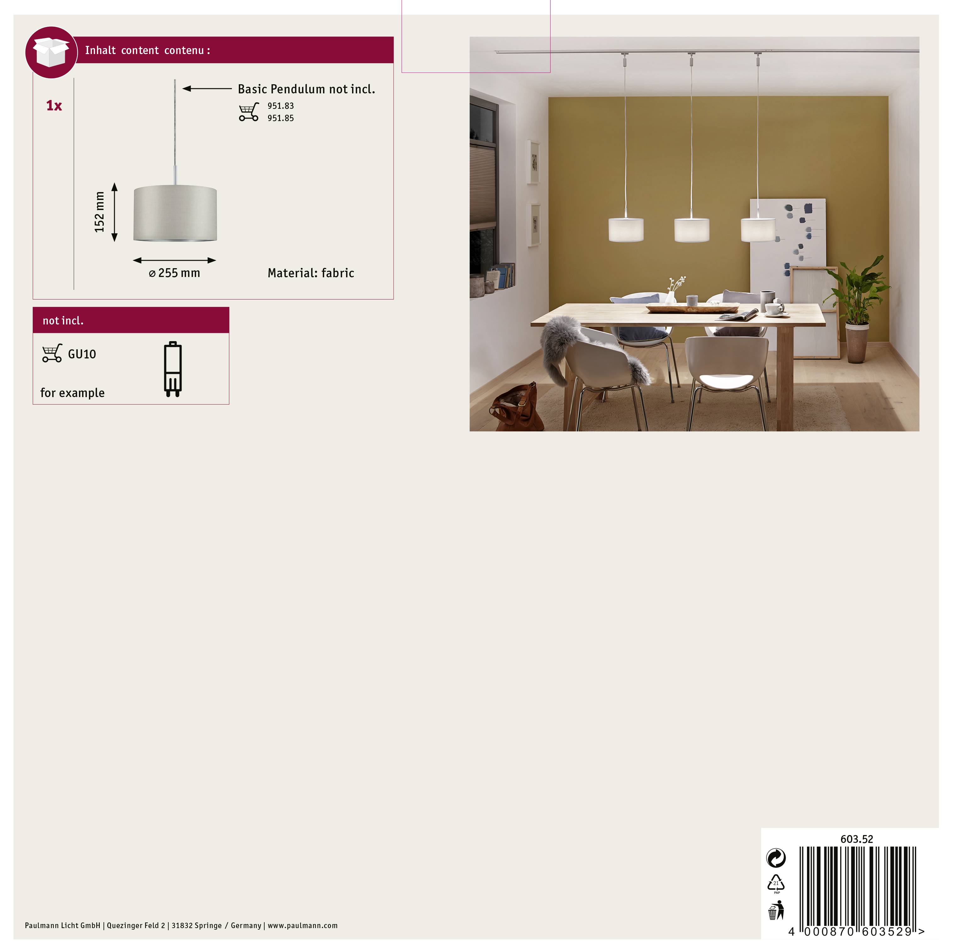 Paulmann Tessa 60352 Lampenschirm Hellgrau