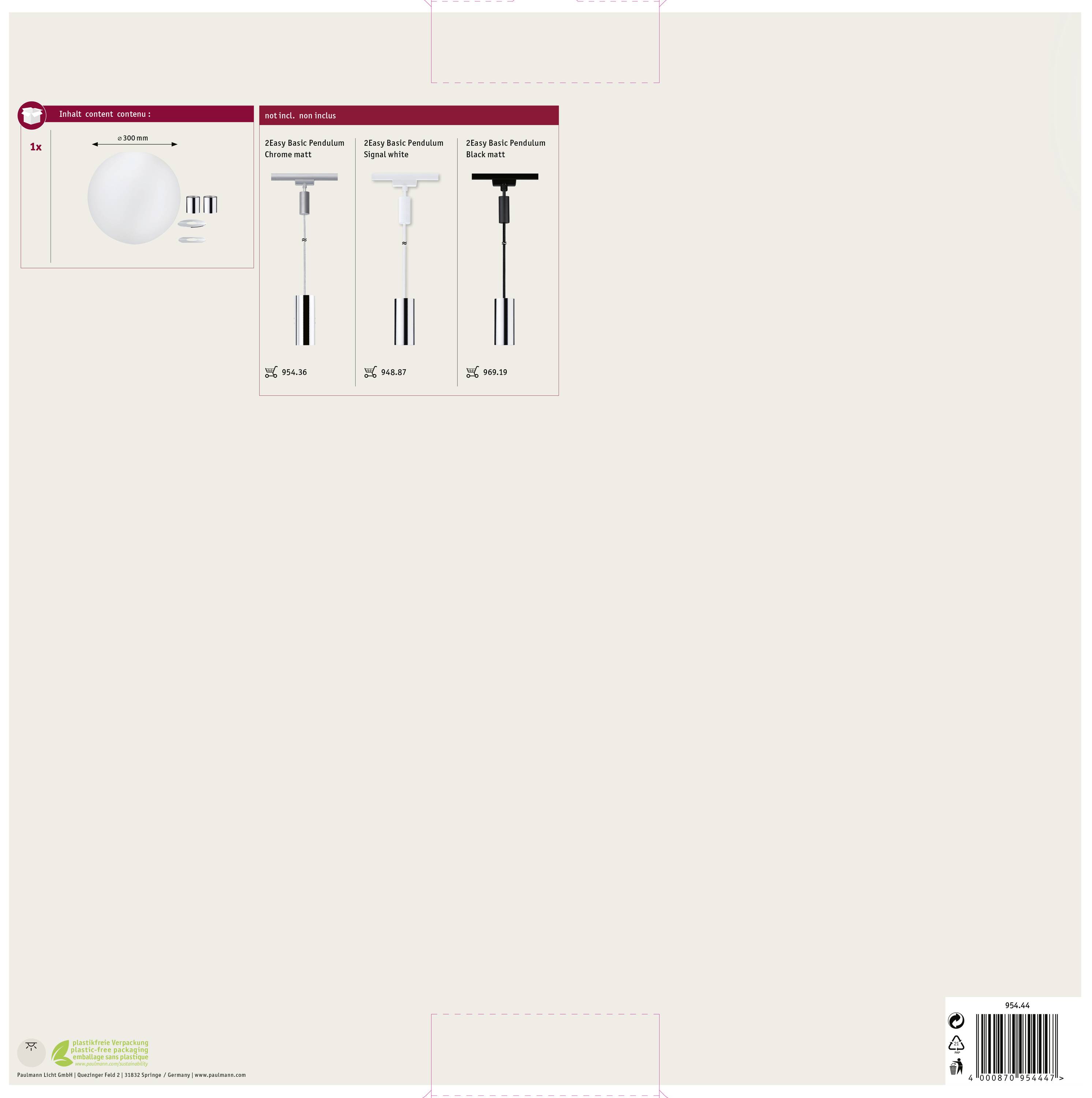 Paulmann Alari Opal 95444 Hochvolt-Schienensystem-Komponente Lampenschirm
