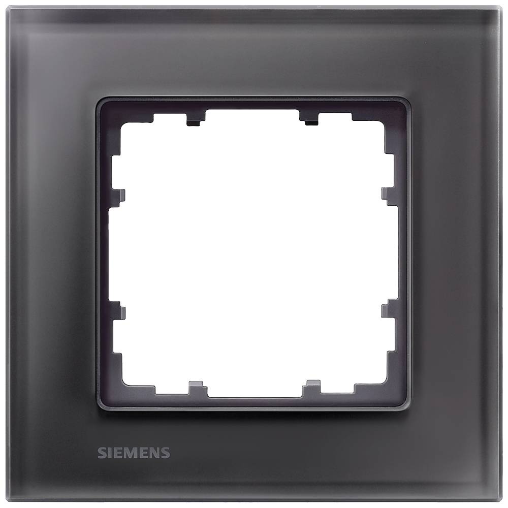 Schwarzer Siemens Lichtschalterrahmen mit quadratischer Innenöffnung, einfachem Design, geeignet zur Wandmontage in Wohnräumen.