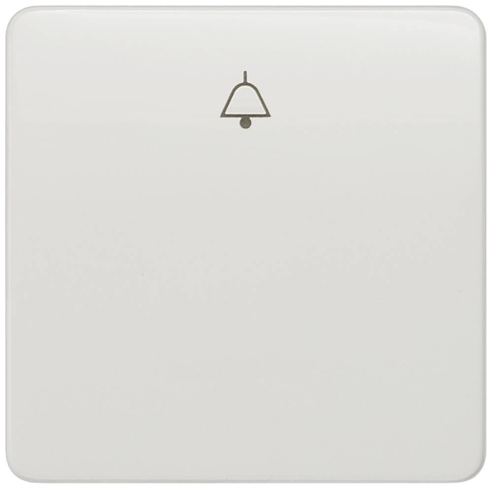 Weißer Klingeltaster mit Klingelsymbol in der Mitte. Ideal für Haus- oder Wohnungseingänge.