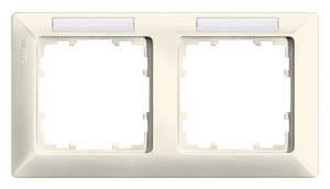 Zweifacher Lichtschalter-Rahmen in Cremefarbe mit zwei rechteckigen Aussparungen für Schalter- oder Steckdoseneinsätze.
